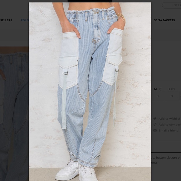 POL Light Blue and White Straight Leg Pants - Picture 7 of 9